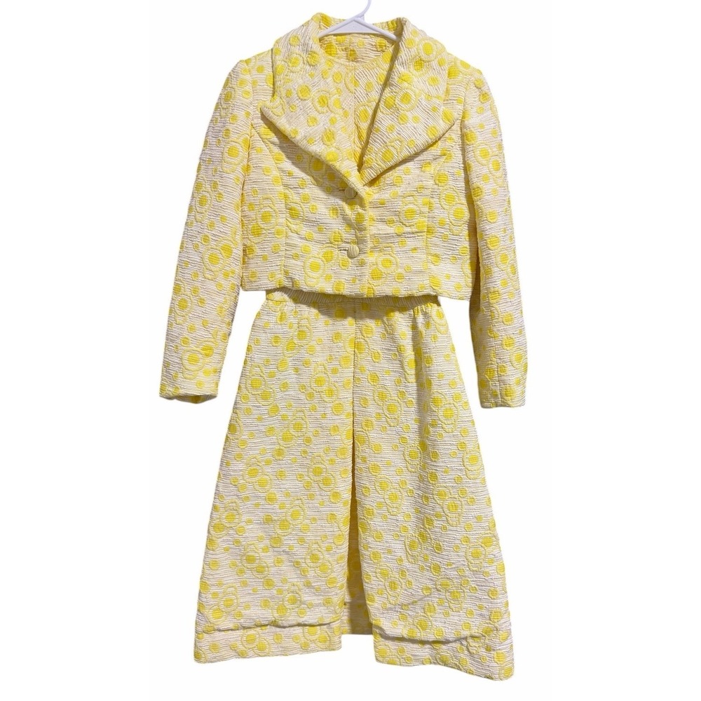 Vintage Lord & Taylor Carrie Couture Blazer Dress Suit Yellow Womens Size Small?
